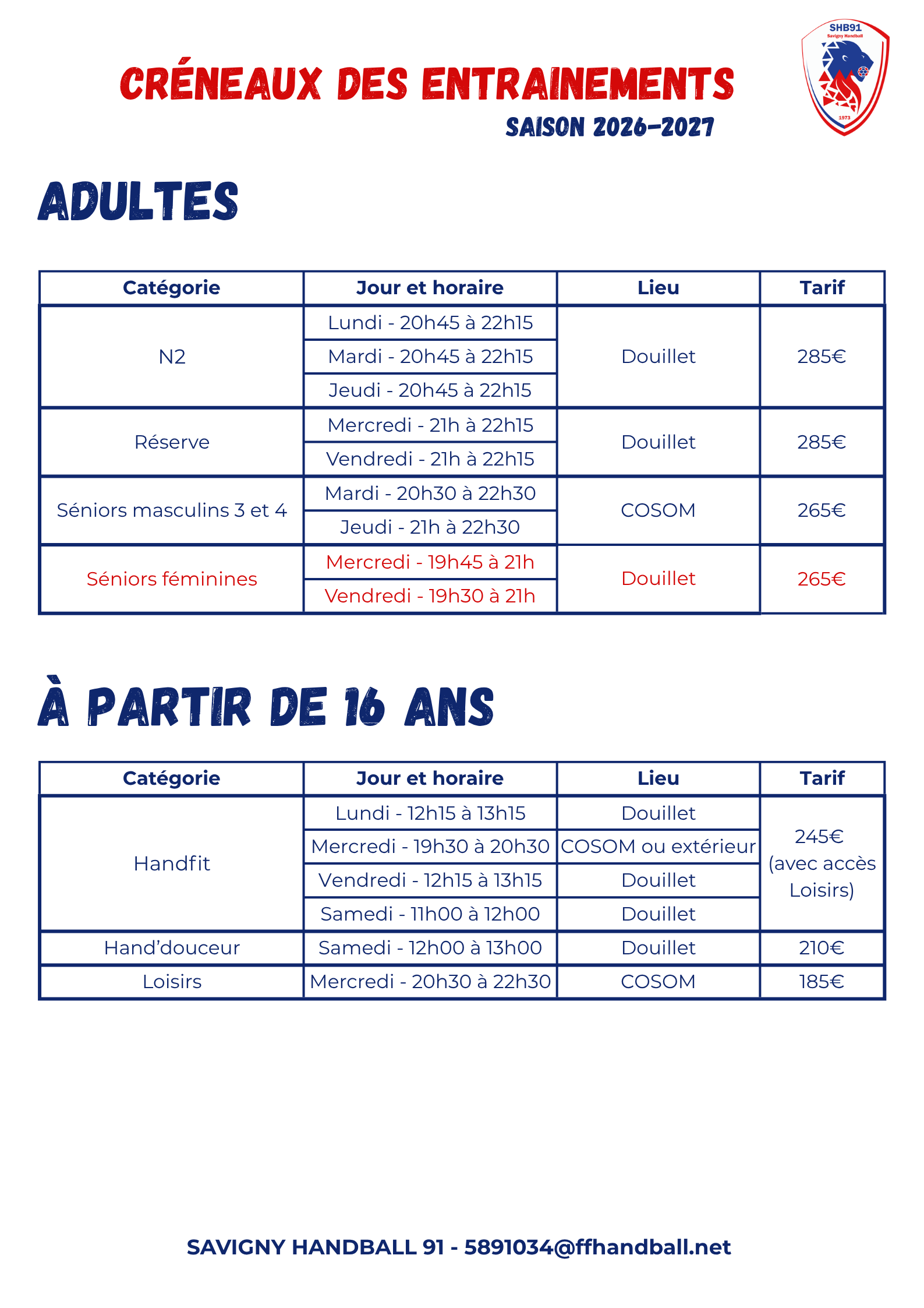 2 INSCRIPTION - Horaires perf et santé